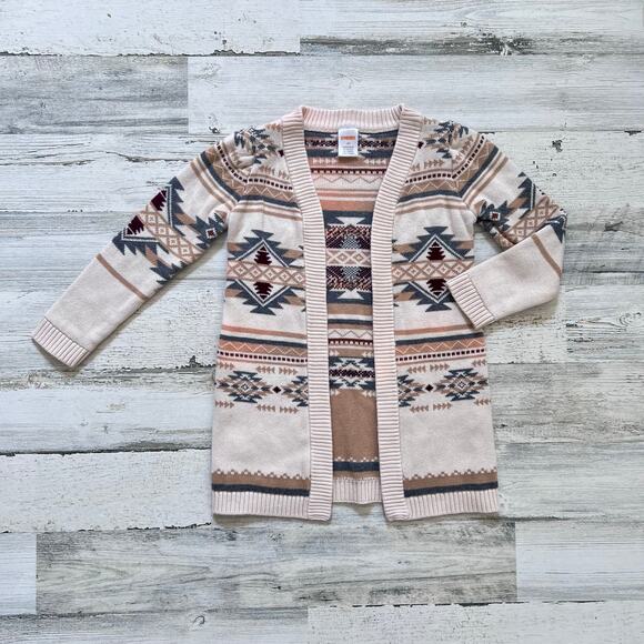 Gymboree Girls Cardigan Size 4T Beige Fair Isle Knit Rustic Ranch Cotton Boho - Picture 2 of 7